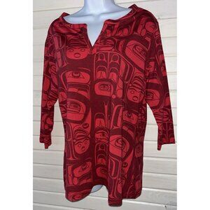 NWT Native Northwest Sz SMALL 3/4 Sleeve T-Shirt Eagle Vision Red Allan Weir